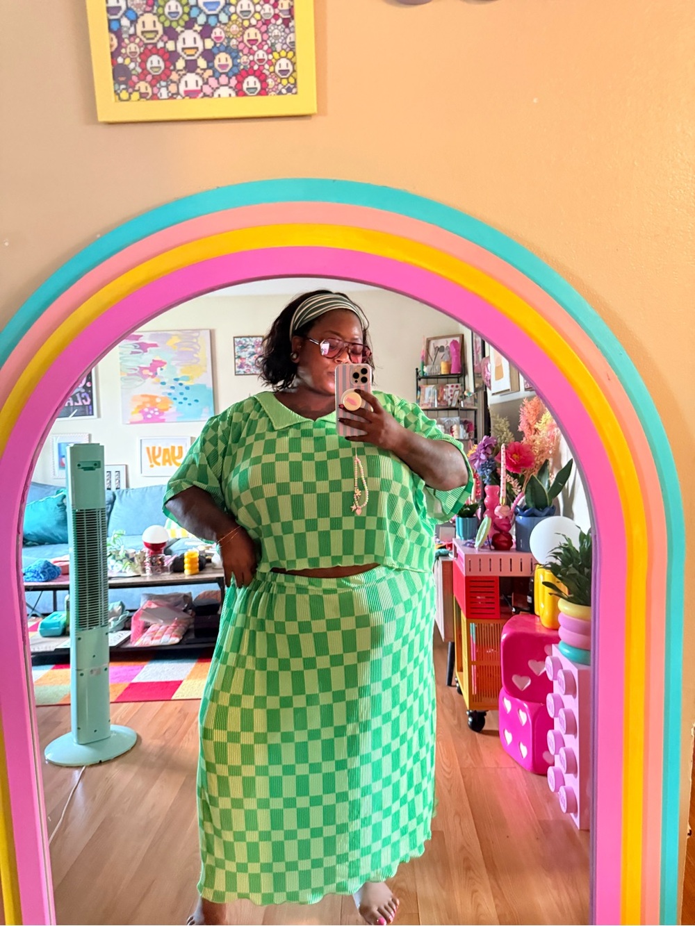 Plus-Size Green Checkerboard Taby set - Picture 3 of 3